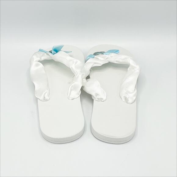 Oriental Trading Leave your mark in the Sand "Just Married" Flip Flops in White - Picture 4 of 5